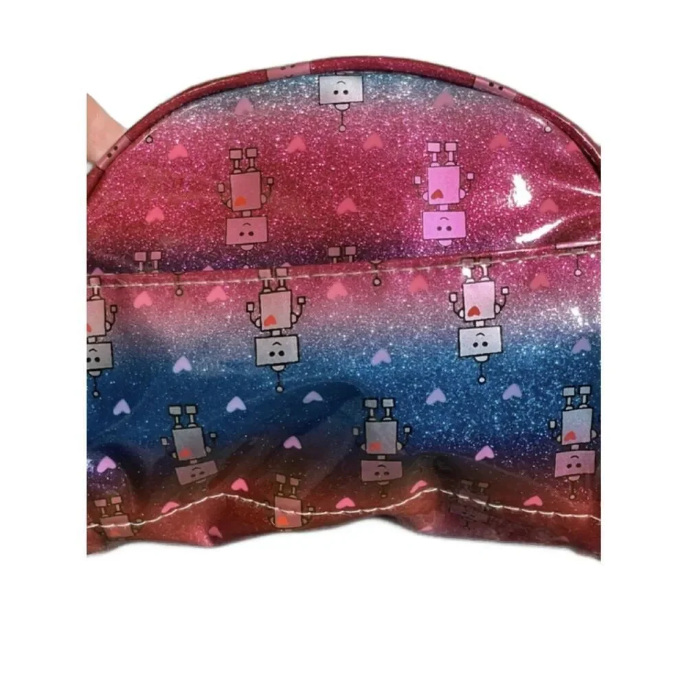 Kids Robot Glitter Cosmetic Bag - Pink & Blue